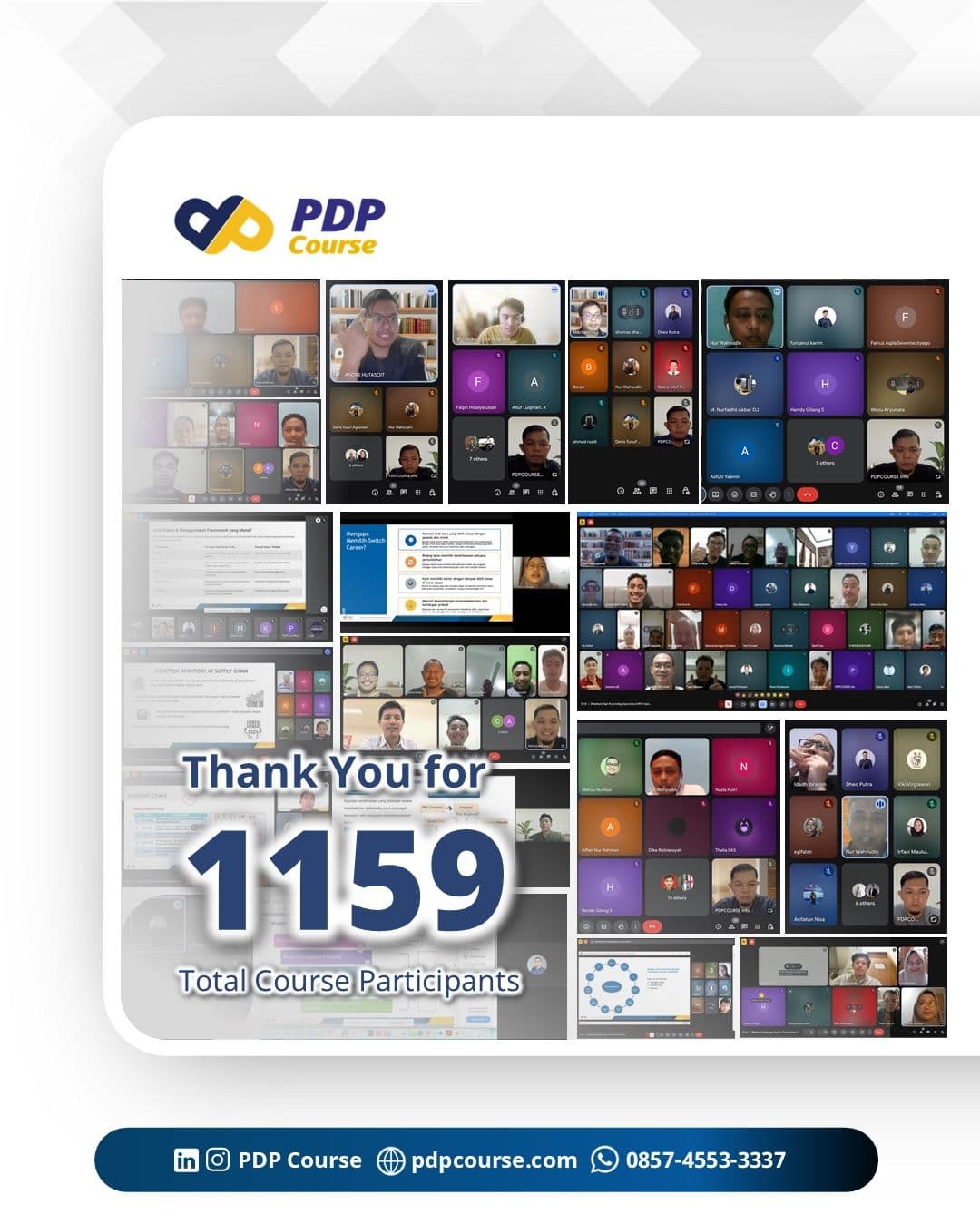 Dokumentasi kelas online PDP Course dengan total peserta corporate training